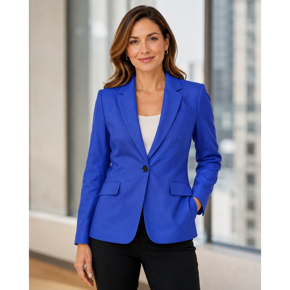 Talbots The Kate Fit Purple Blue Wool Blazer Power Dressing Classic Career 8
